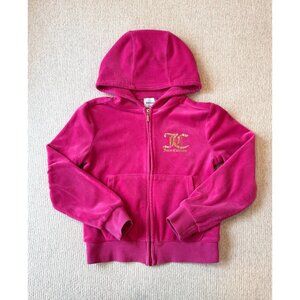 Juicy Couture Kids Zip Up Hot Pink Velour Sweatshirt Size Girls 8/9 Medium